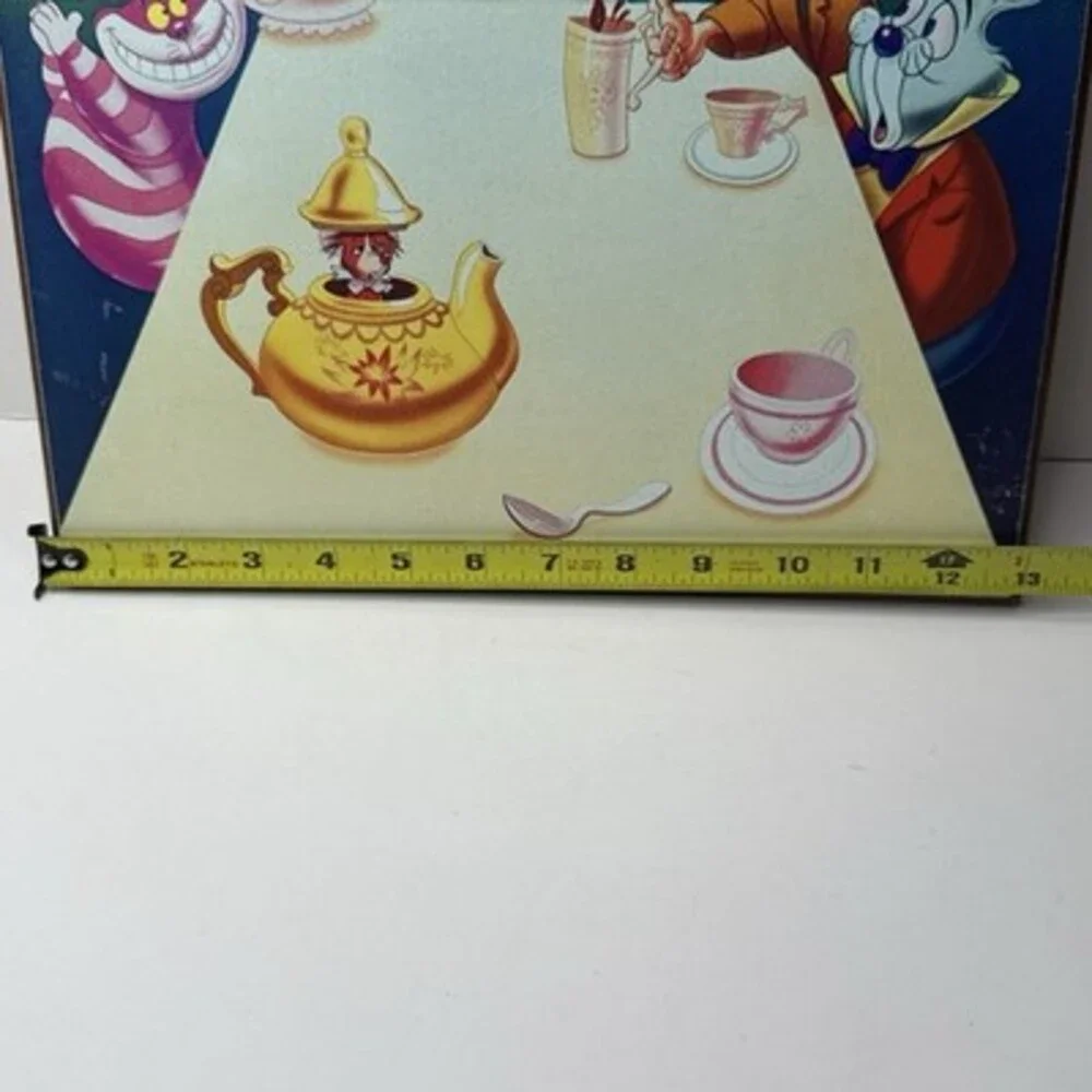 Rare Disney Alice In Wonderland Hanging Wooden Movie Wall Art Decor Tea Party HL
